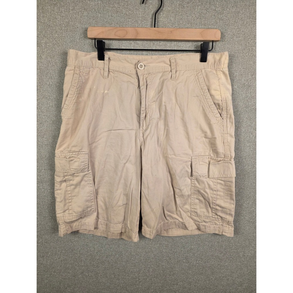 Bugle Boy Mens Khaki Cargo Shorts Tan‎ Cotton Twill Multi Pocket Size 36 Utility